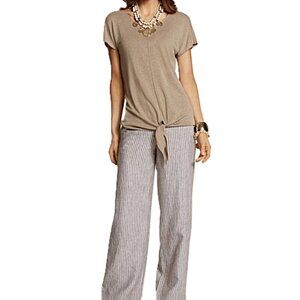 Chicos brown white stripe linen pants size 2